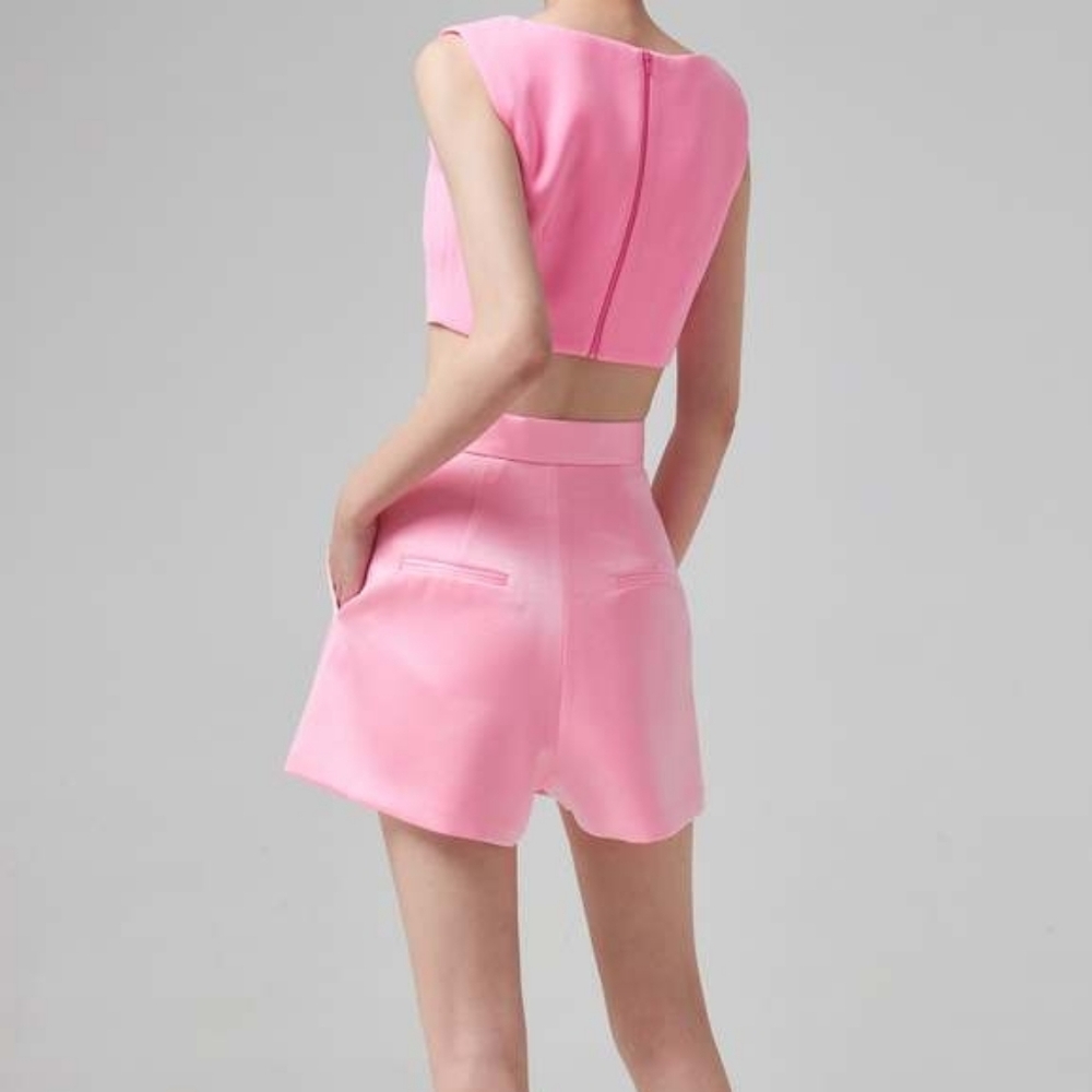 Alex Perry High‎ Waist Pleated Pink Shorts 4 - Picture 3 of 8